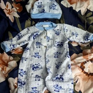 Sweet Treasures Vintage footed pajamas w/matching hat